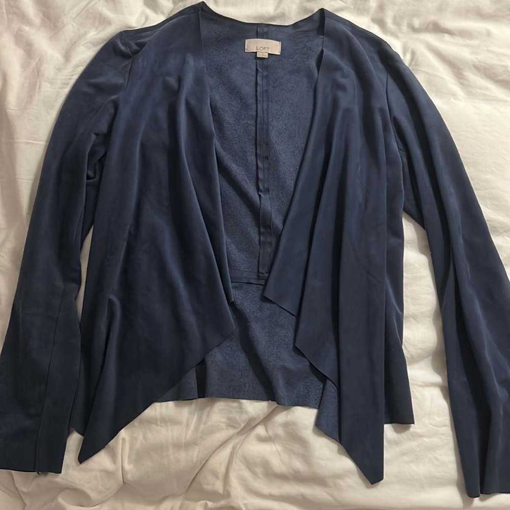 LOFT microsuede steel blue blazer